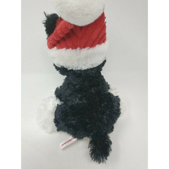 Christmas Puppy Stuffed Toy Black and White Dog - Picture 3 of 5